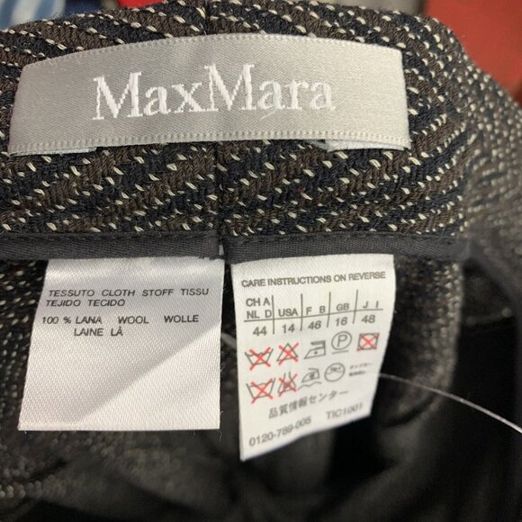 Max Mara Wool Pants Size 14 Straight Leg Trousers Womens 30" Waist 33.5" Inseam - Picture 2 of 5